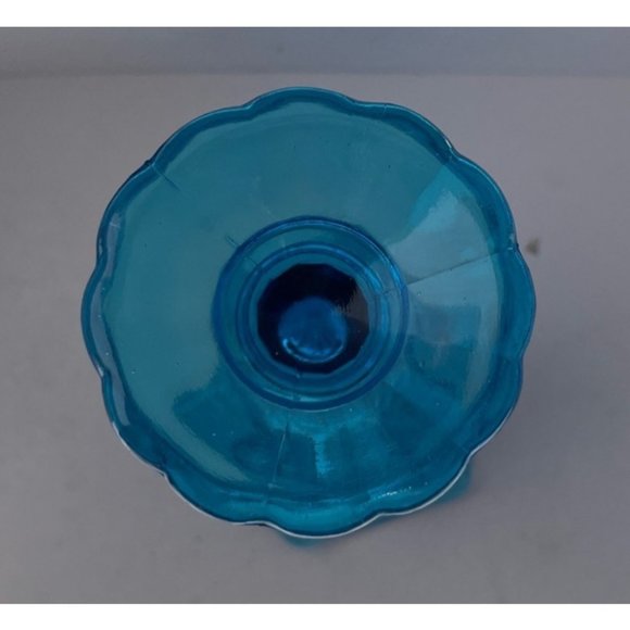 Vintage L E Smith Moon Stars Colonial Blue Glass Bud Vase USA - Picture 3 of 4